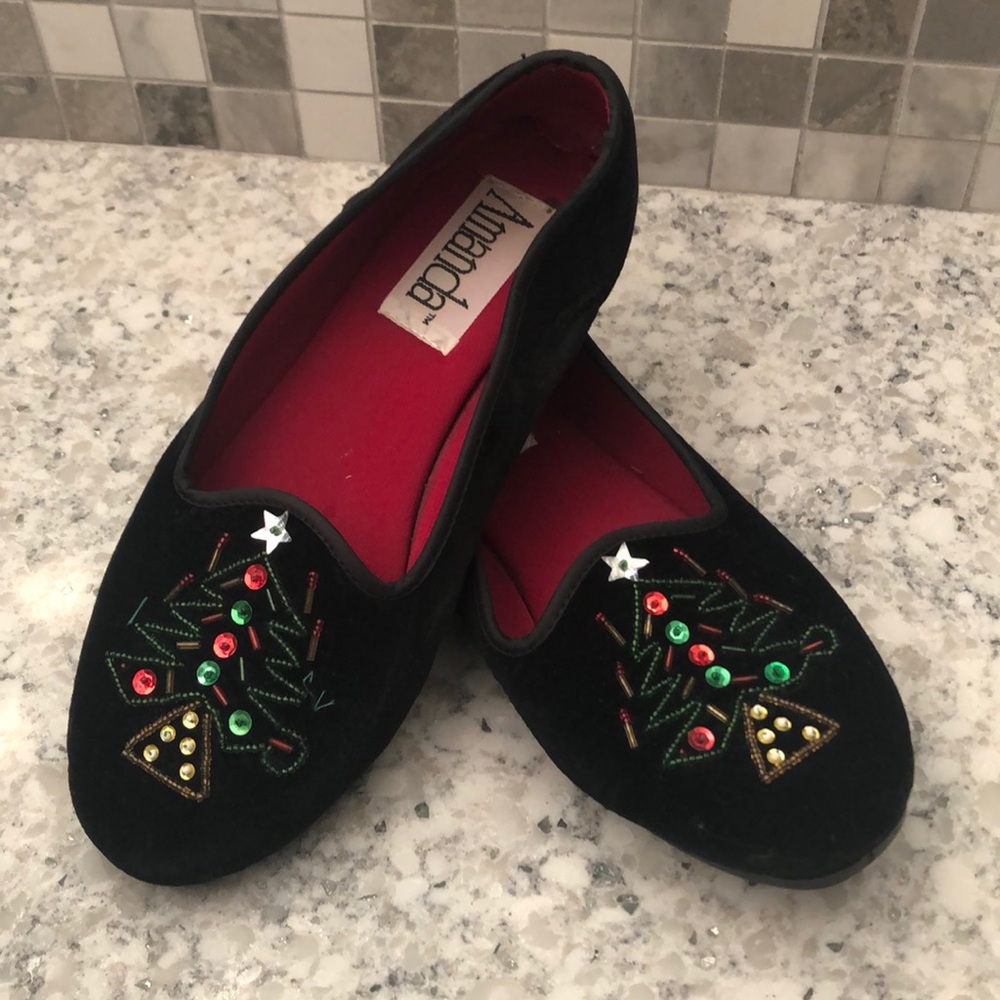 Amanda Christmas Tree Crushed Velvet Shoes 9B